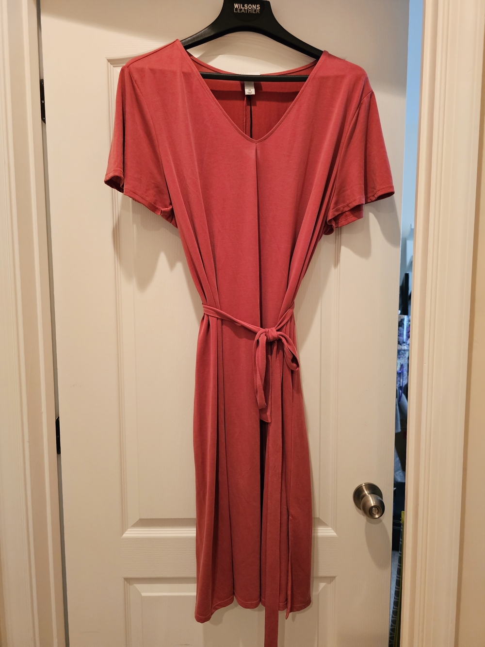 Ava and Viv Women’s V-Neck Tie-Waist Dress in Dusty Rose NWT!